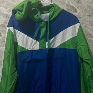 G-NET Royal/Classic Green Anorak Windbreaker Jacket Hooded‎ Pullover XL
